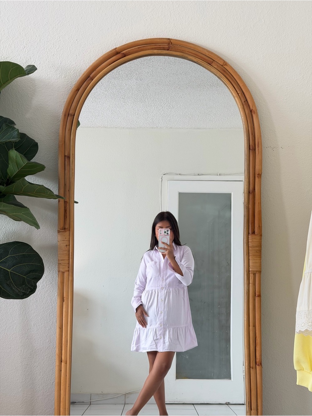 LOFT Lilac & White Striped Button-Up Shirt